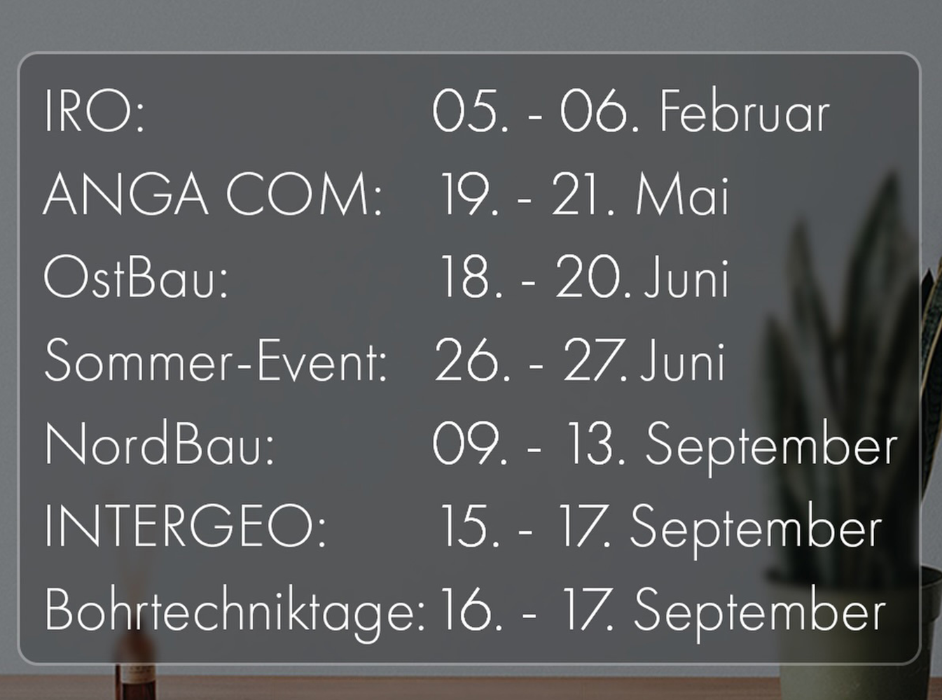 Du betrachtest gerade Messeplan 2026